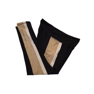 Juicy Couture Sport XXL Leggings Black Tan Logo Stripe High Rise Y2K Athleisure